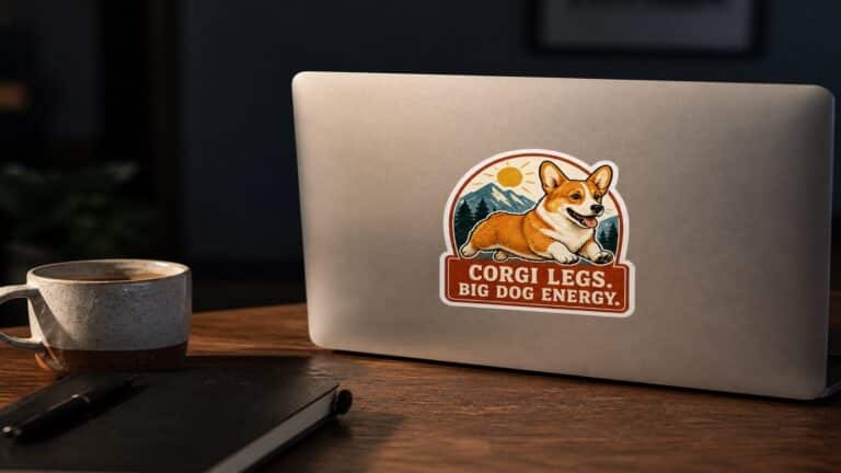 Corgi designs across magnets, stickers and mugs.