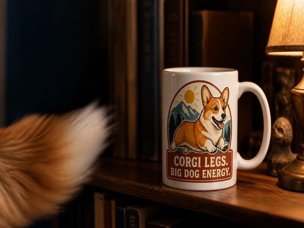 Corgi designs across magnets, stickers and mugs.