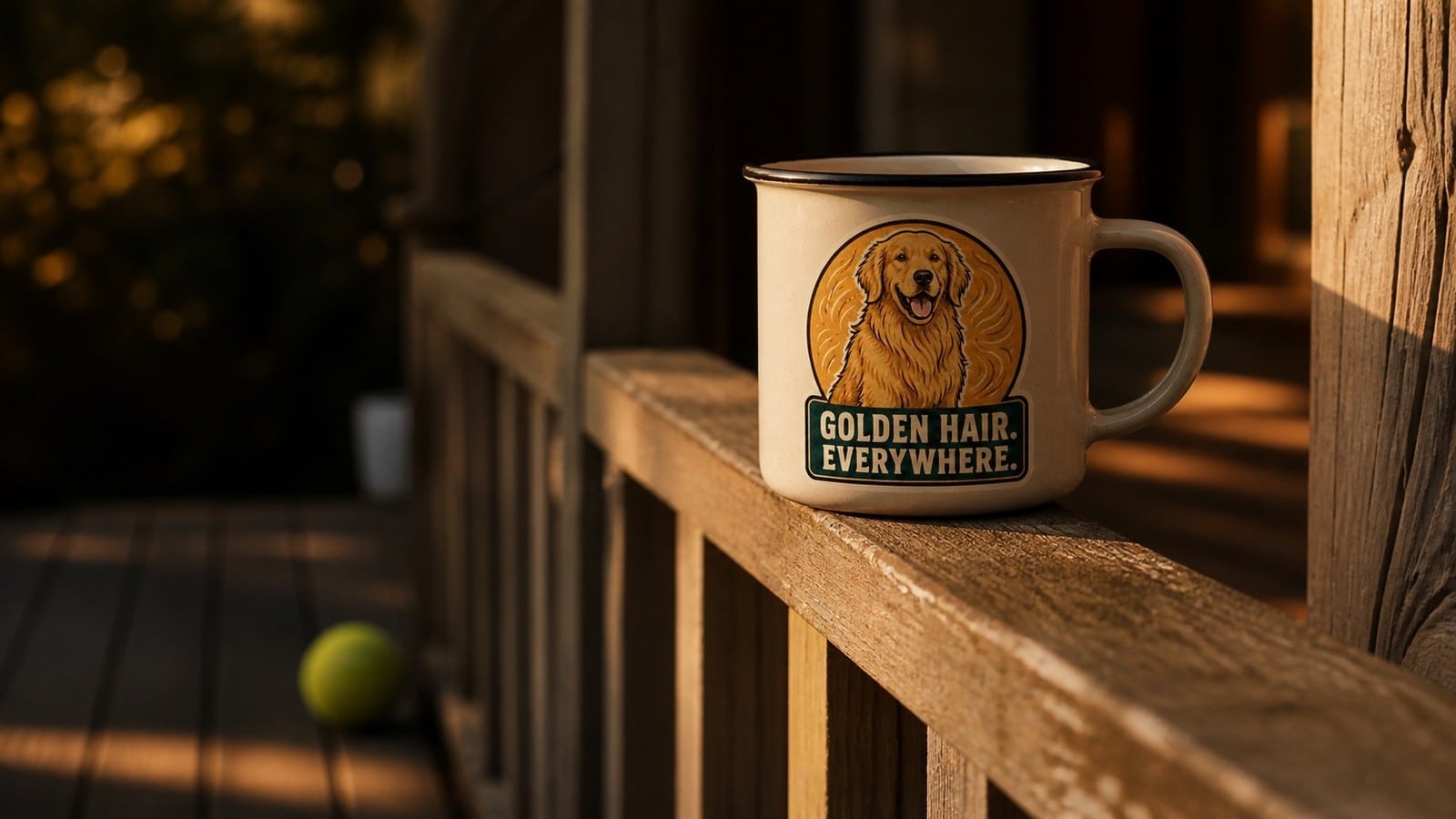 Golden retriever designs. The hair jokes land because they are true.