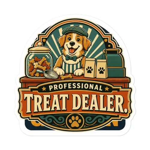 Vinyl Sticker, Professional Treat Dealer, Dog Lover Gift - 5.5″×5.5″ - White