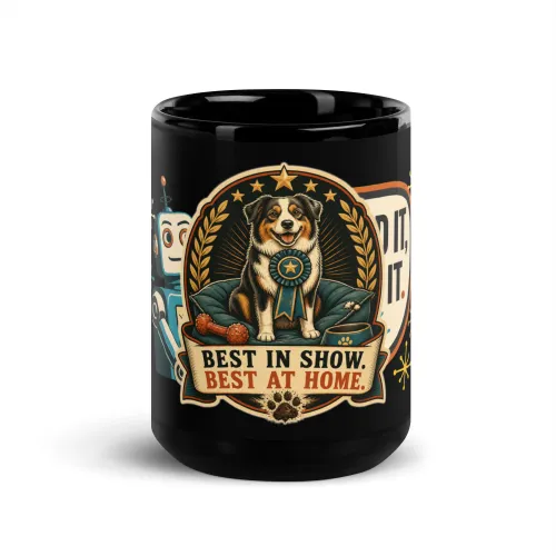 Black Coffee Mug, Best In Show. Best At Home, Dog Lover Gift - 15 oz - Black