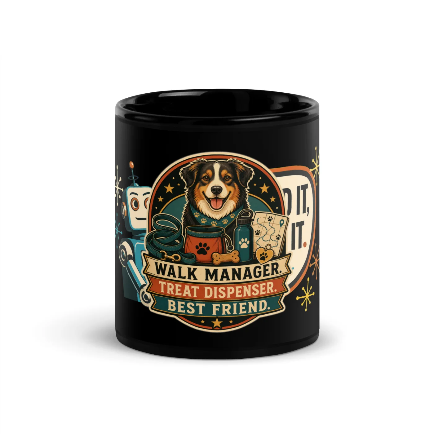 Black Coffee Mug, Walk Manager. Treat Dispenser. Best Friend, Dog Lover Gift
