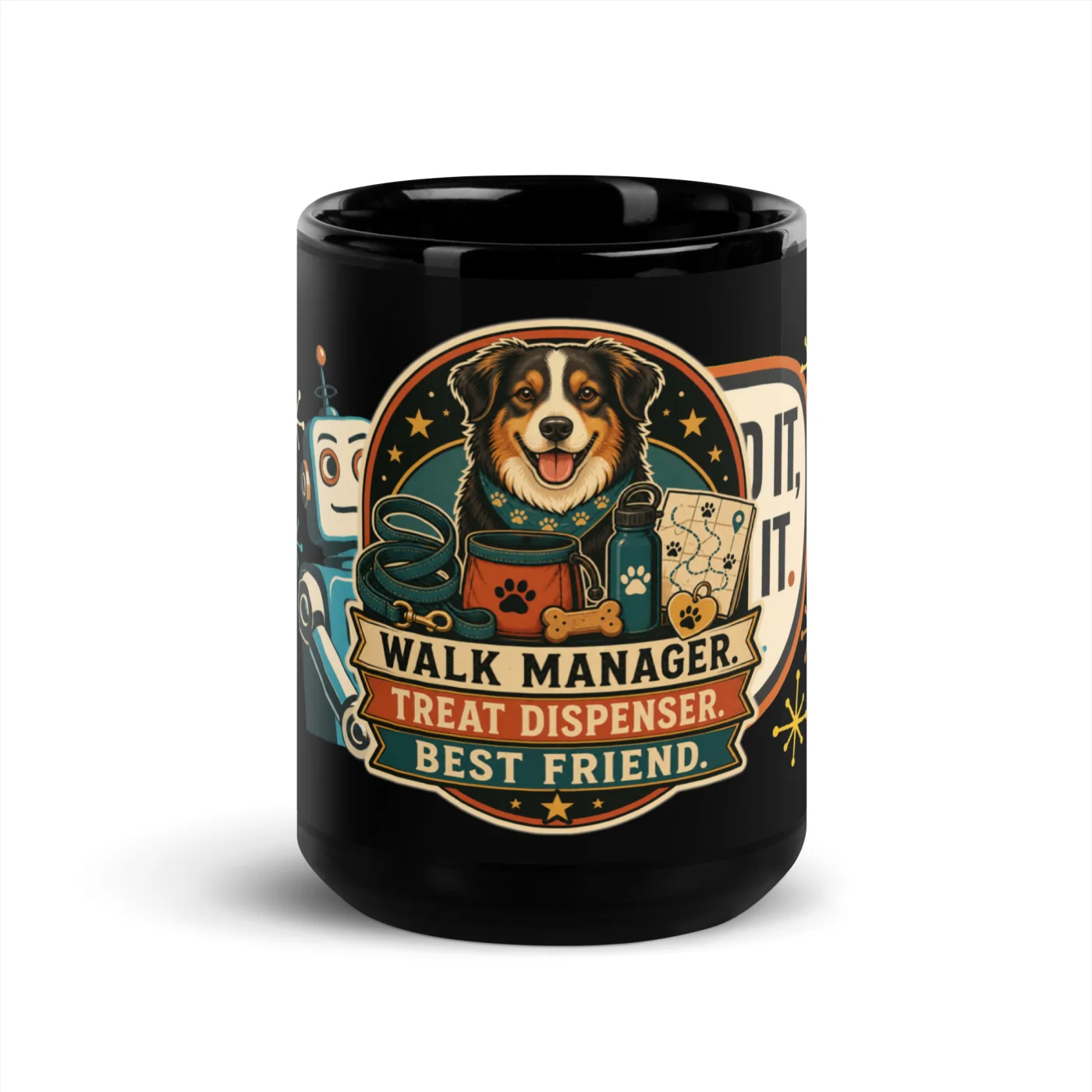 Black Coffee Mug, Walk Manager. Treat Dispenser. Best Friend, Dog Lover Gift