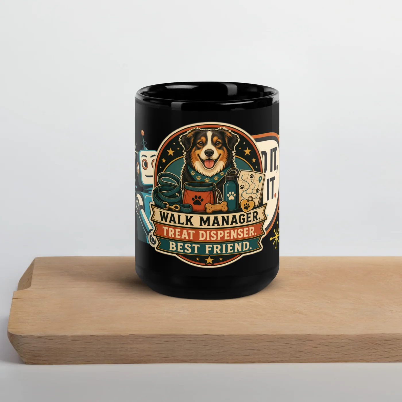 Black Coffee Mug, Walk Manager. Treat Dispenser. Best Friend, Dog Lover Gift