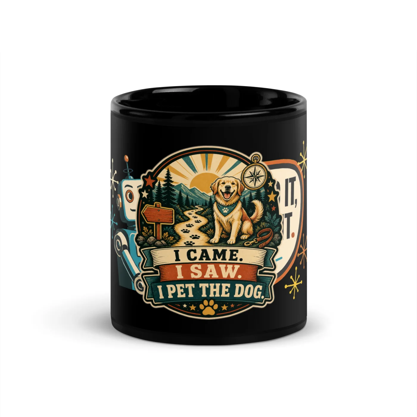 Black Coffee Mug, I Came. I Saw. I Pet The Dog, Dog Lover Gift
