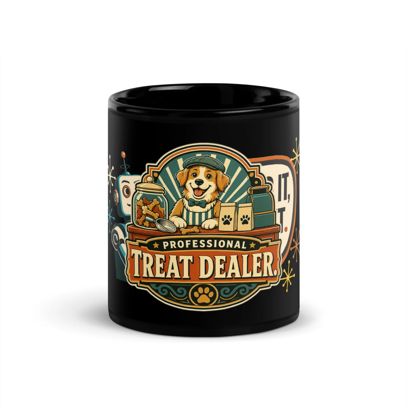 Black Coffee Mug, Professional Treat Dealer, Dog Lover Gift