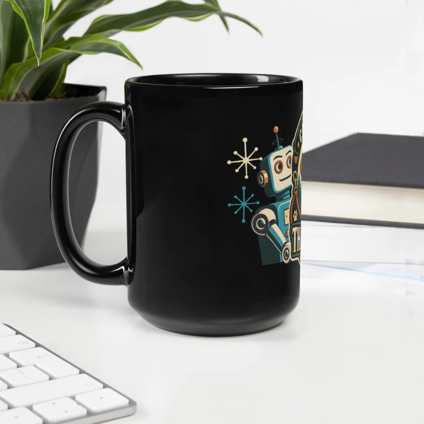Black Coffee Mug, Can I Pet That Dog, Happy Dog Badge, Dog Lover Gift
