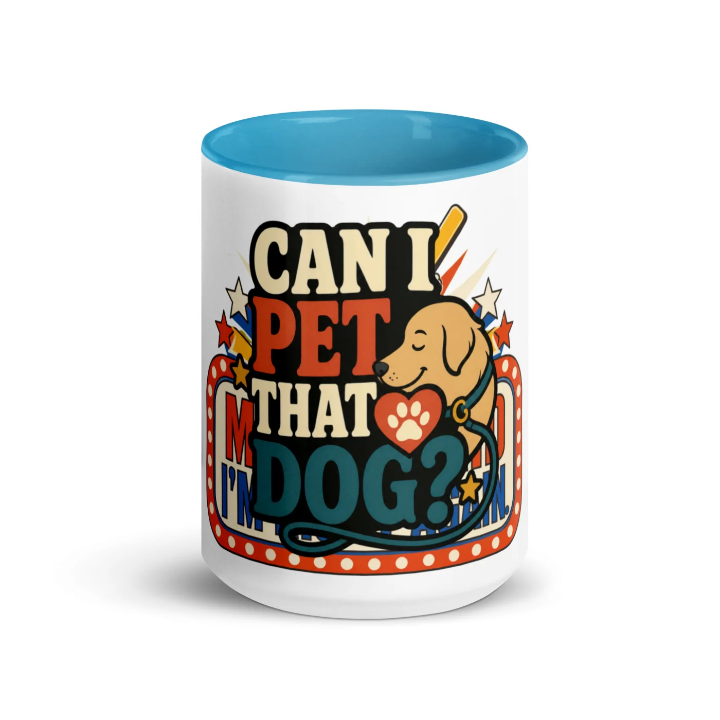 Color Inside Coffee Mug, Can I Pet That Dog, Simple Leash, Dog Lover Gift