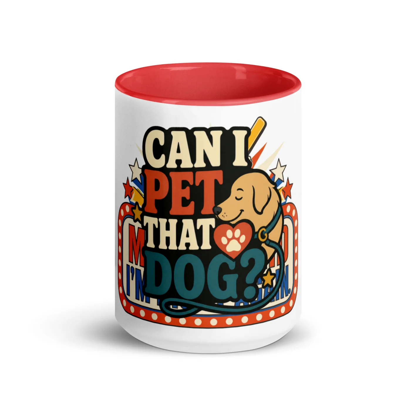 Color Inside Coffee Mug, Can I Pet That Dog, Simple Leash, Dog Lover Gift