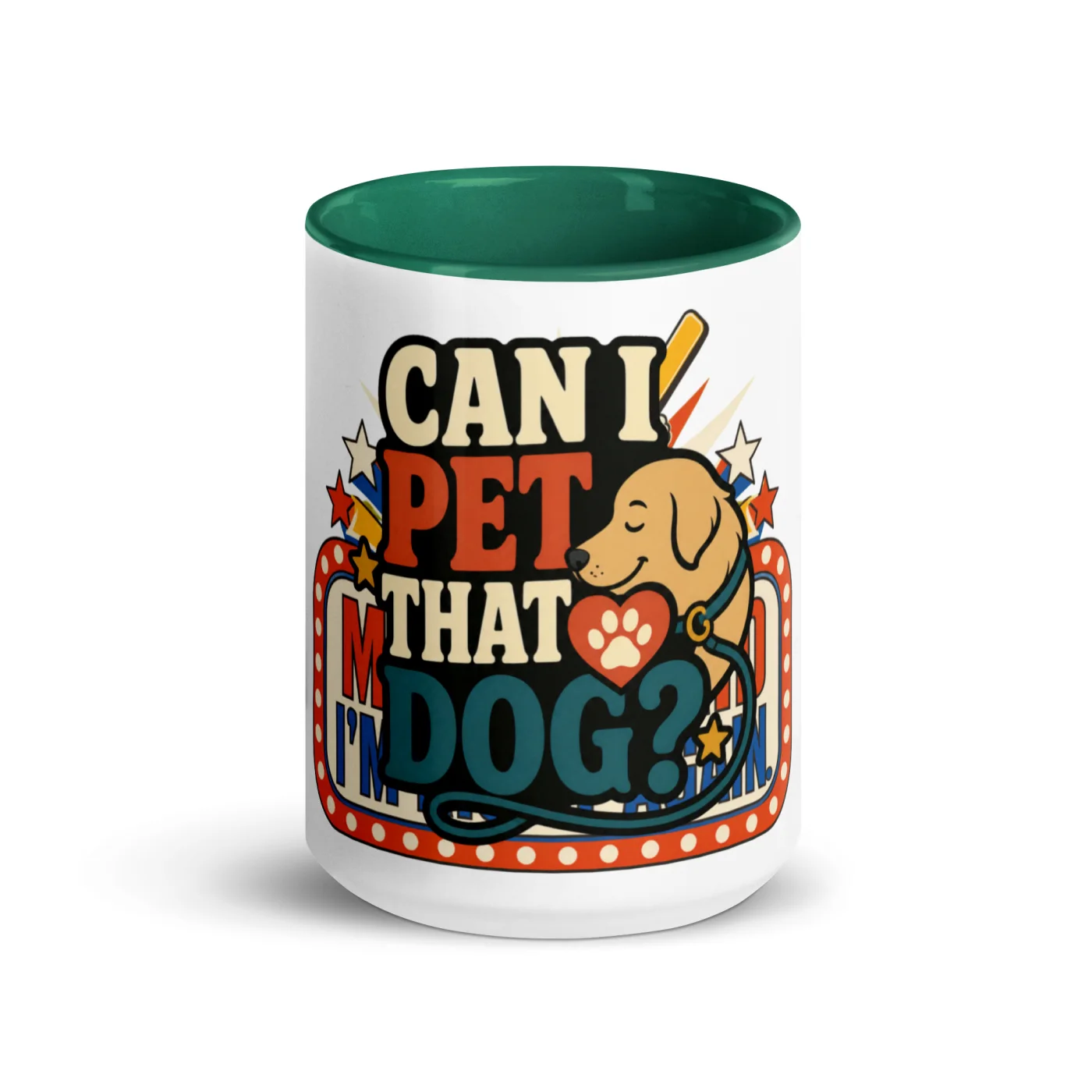 Color Inside Coffee Mug, Can I Pet That Dog, Simple Leash, Dog Lover Gift