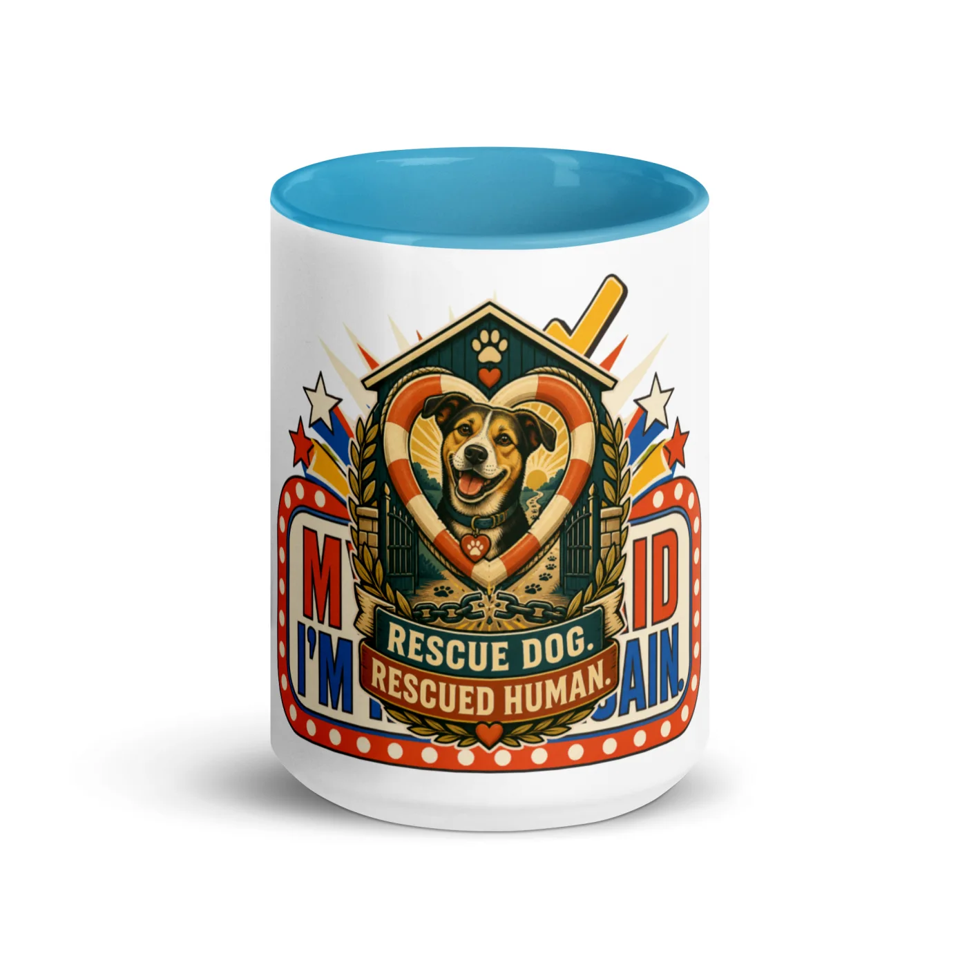 Color Inside Coffee Mug, Rescue Dog. Rescued Human, Dog Lover Gift