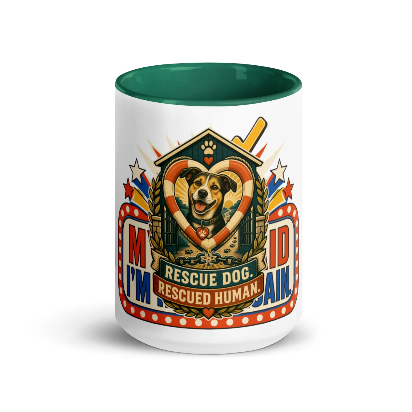 Color Inside Coffee Mug, Rescue Dog. Rescued Human, Dog Lover Gift