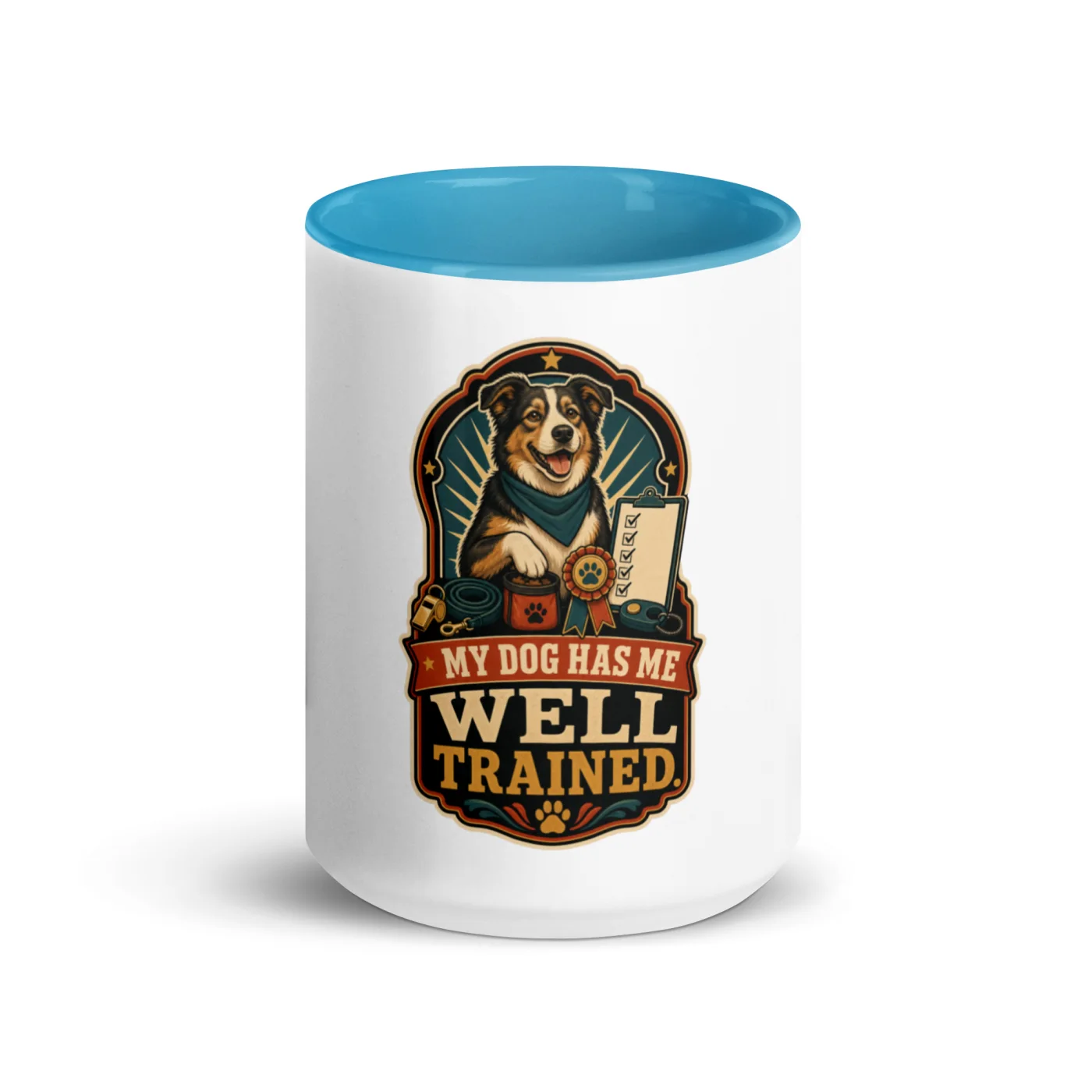 Color Inside Coffee Mug, My Dog Has Me Well Trained, Dog Lover Gift