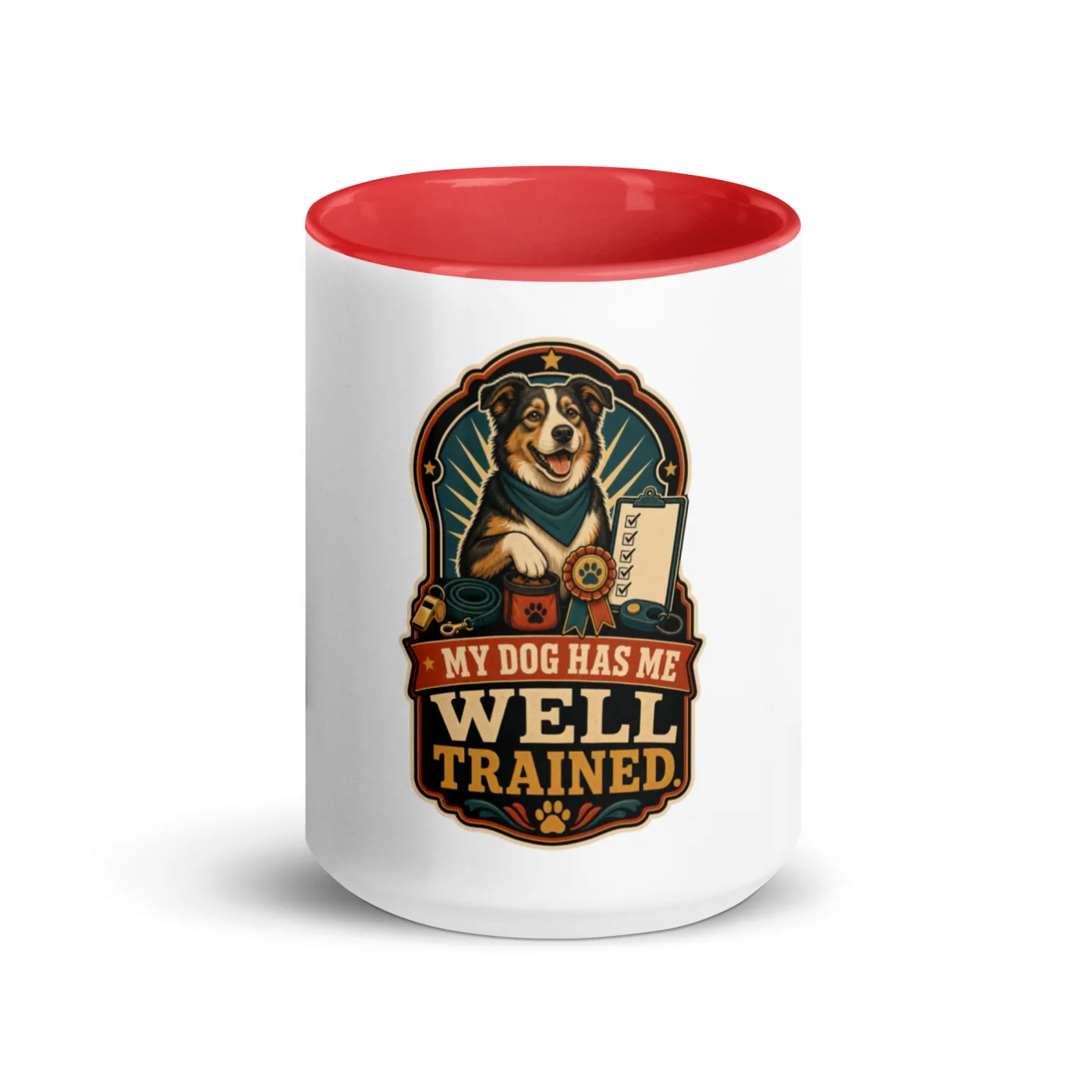 Color Inside Coffee Mug, My Dog Has Me Well Trained, Dog Lover Gift