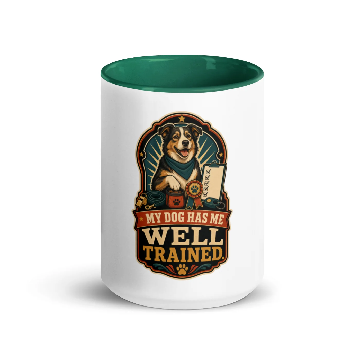 Color Inside Coffee Mug, My Dog Has Me Well Trained, Dog Lover Gift