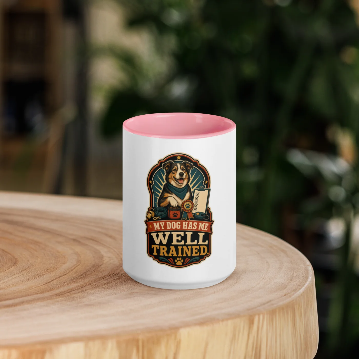 Color Inside Coffee Mug, My Dog Has Me Well Trained, Dog Lover Gift