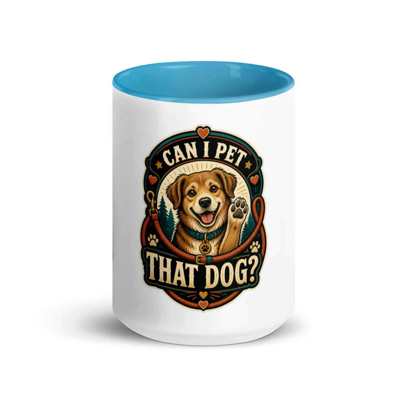 Color Inside Coffee Mug, Can I Pet That Dog, Happy Dog Badge, Dog Lover Gift