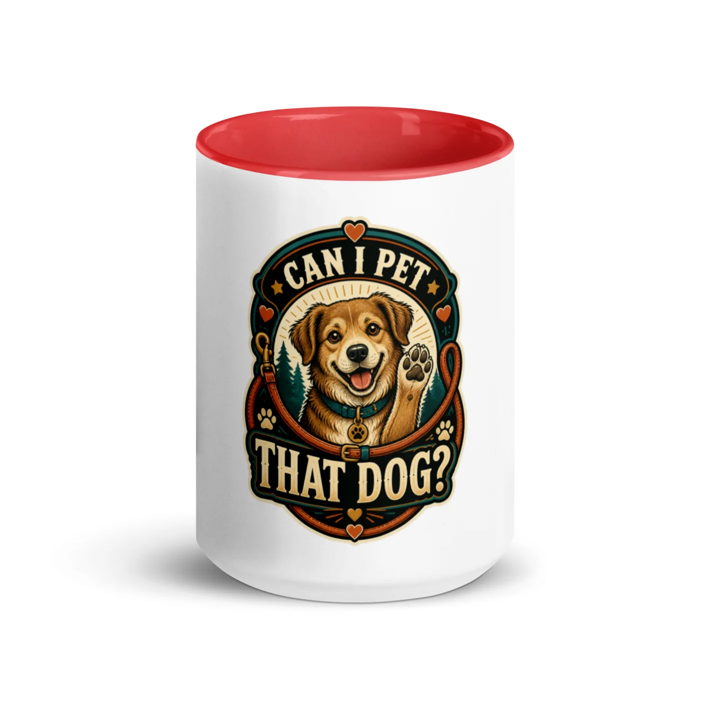 Color Inside Coffee Mug, Can I Pet That Dog, Happy Dog Badge, Dog Lover Gift