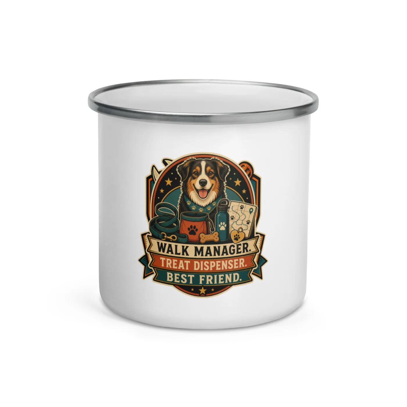 Enamel Camp Mug, Walk Manager. Treat Dispenser. Best Friend, Dog Lover Gift