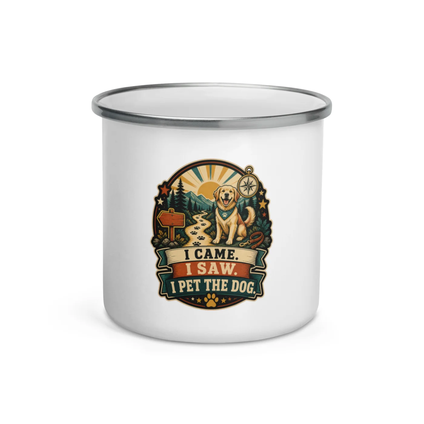 Enamel Camp Mug, I Came. I Saw. I Pet The Dog, Dog Lover Gift