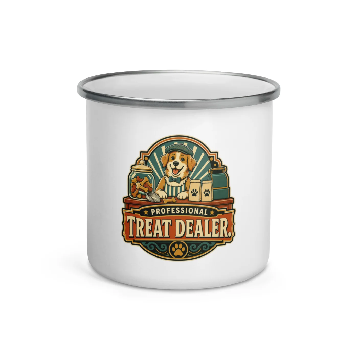 Enamel Camp Mug, Professional Treat Dealer, Dog Lover Gift