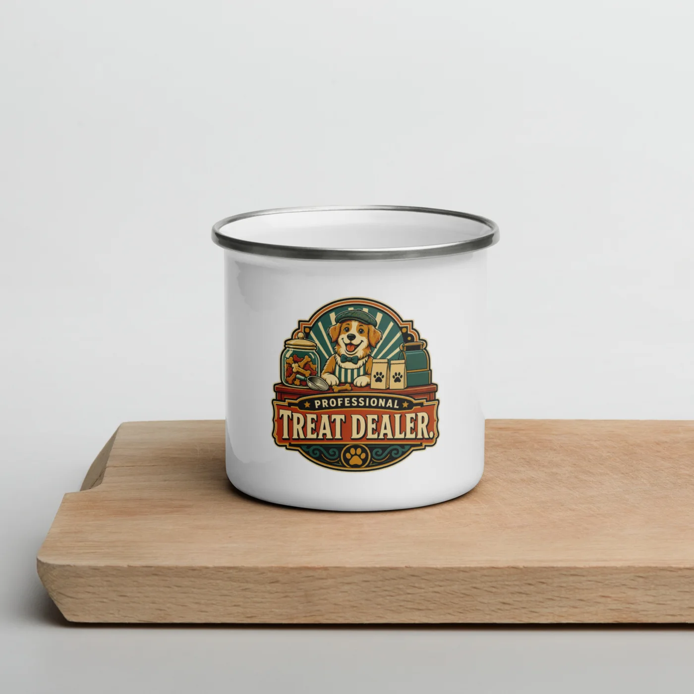 Enamel Camp Mug, Professional Treat Dealer, Dog Lover Gift