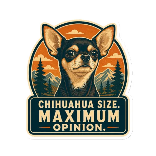Die-Cut Magnet, Chihuahua Size. Maximum Opinion, Chihuahua Gift - 6″×6″ - White