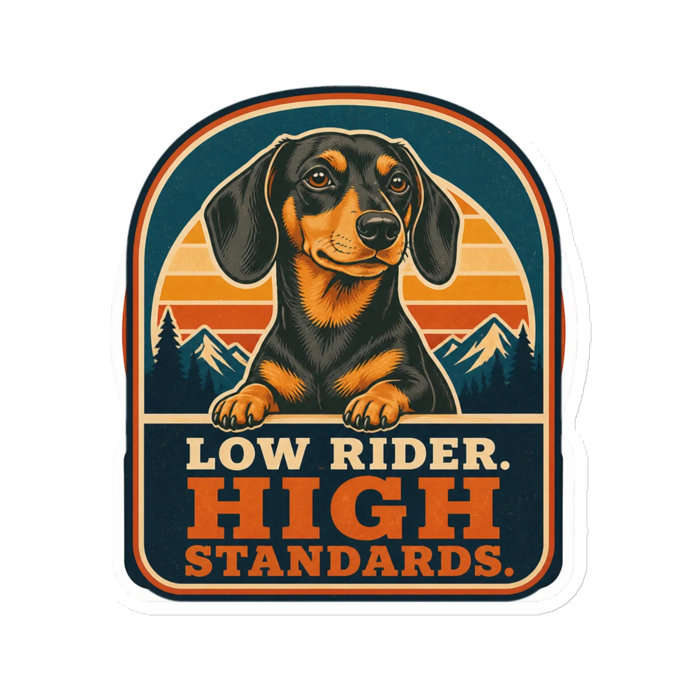 Die-Cut Magnet, Low Rider. High Standards, Dachshund Gift