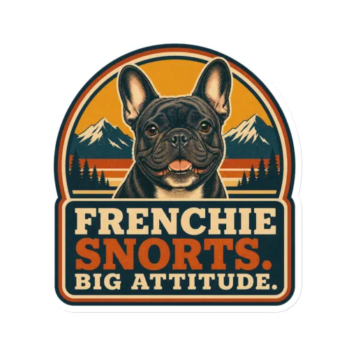 Die-Cut Magnet, Frenchie Snorts. Big Attitude, French Bulldog Gift - 6″×6″ - White