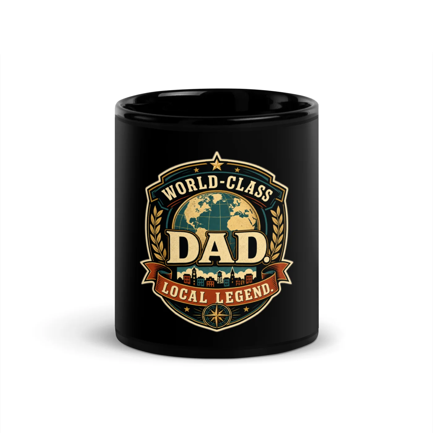 Black Coffee Mug, World-Class Dad. Local Legend, Dad Gift