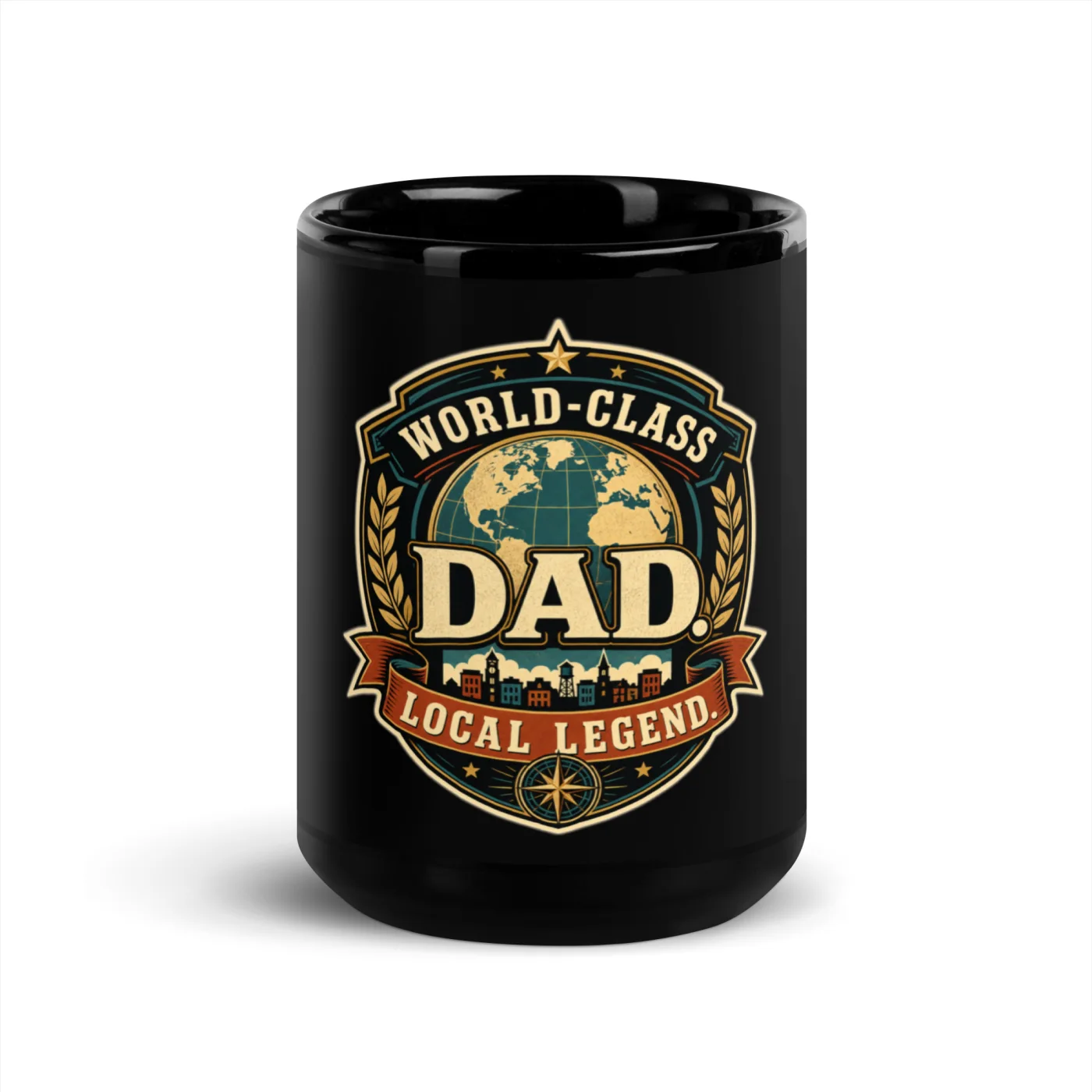 Black Coffee Mug, World-Class Dad. Local Legend, Dad Gift