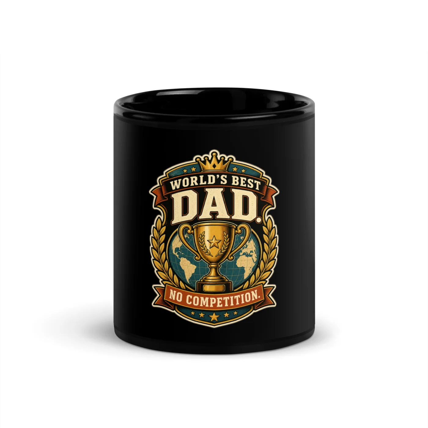 Black Coffee Mug, World's Best Dad. No Competition, Dad Gift