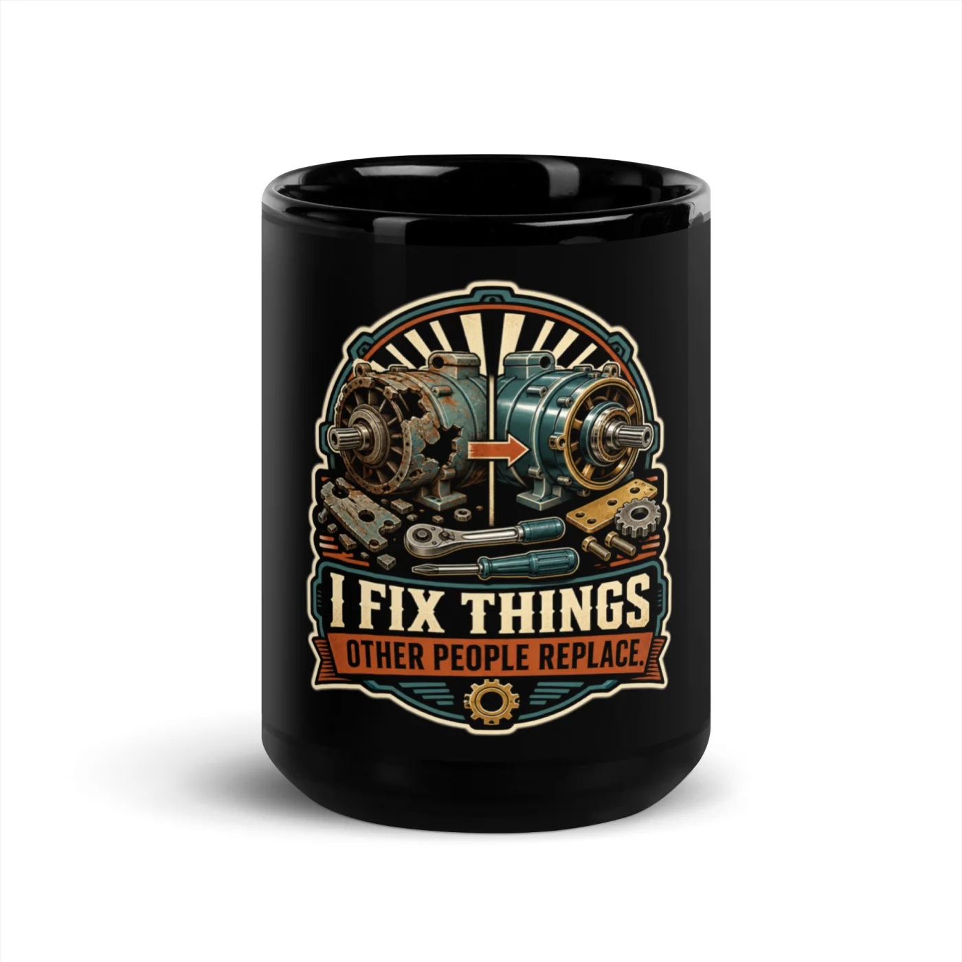 Black Coffee Mug, I Fix Things Other People Replace, Dad Gift