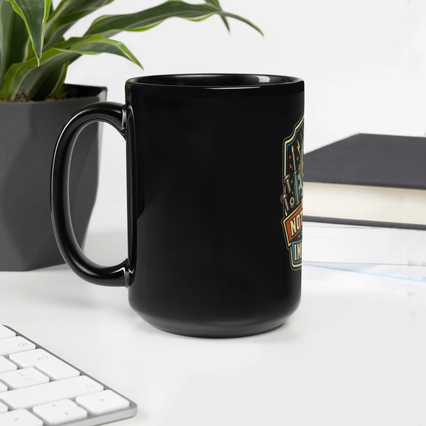 Black Coffee Mug, If It's Not Broken, I Can Improve It, Dad Gift