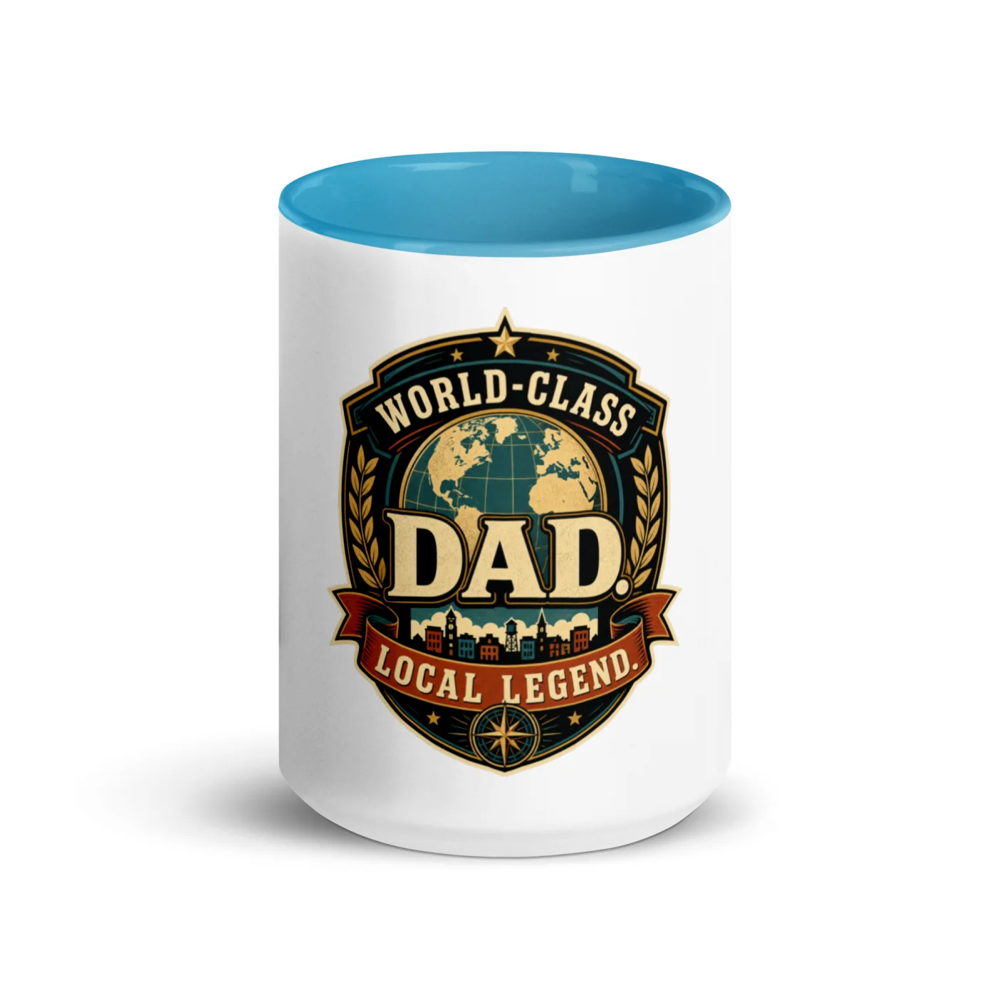 Color Inside Coffee Mug, World-Class Dad. Local Legend, Dad Gift