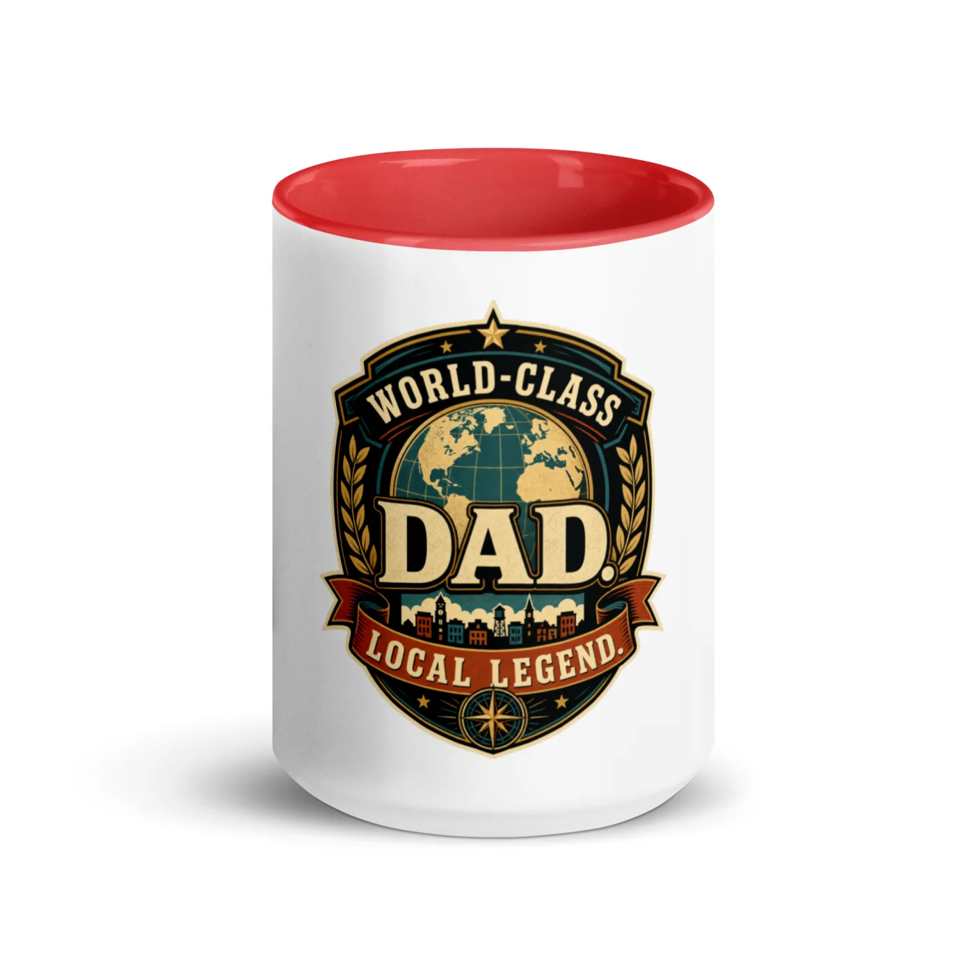 Color Inside Coffee Mug, World-Class Dad. Local Legend, Dad Gift