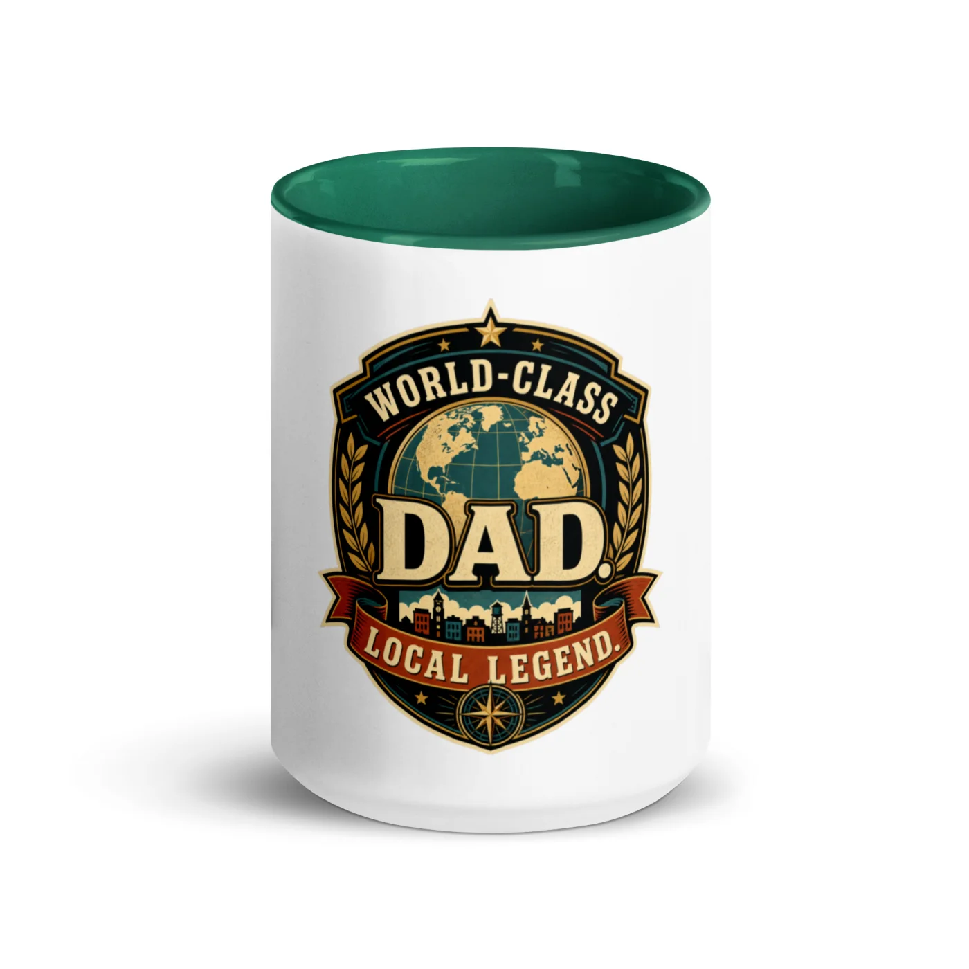 Color Inside Coffee Mug, World-Class Dad. Local Legend, Dad Gift