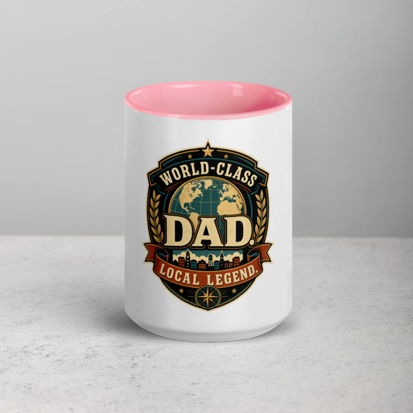 Color Inside Coffee Mug, World-Class Dad. Local Legend, Dad Gift