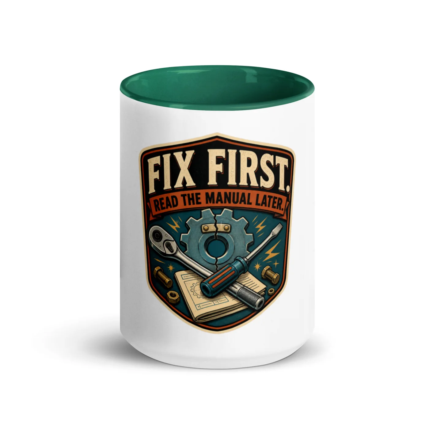 Color Inside Coffee Mug, Fix First. Read The Manual Later, Dad Gift