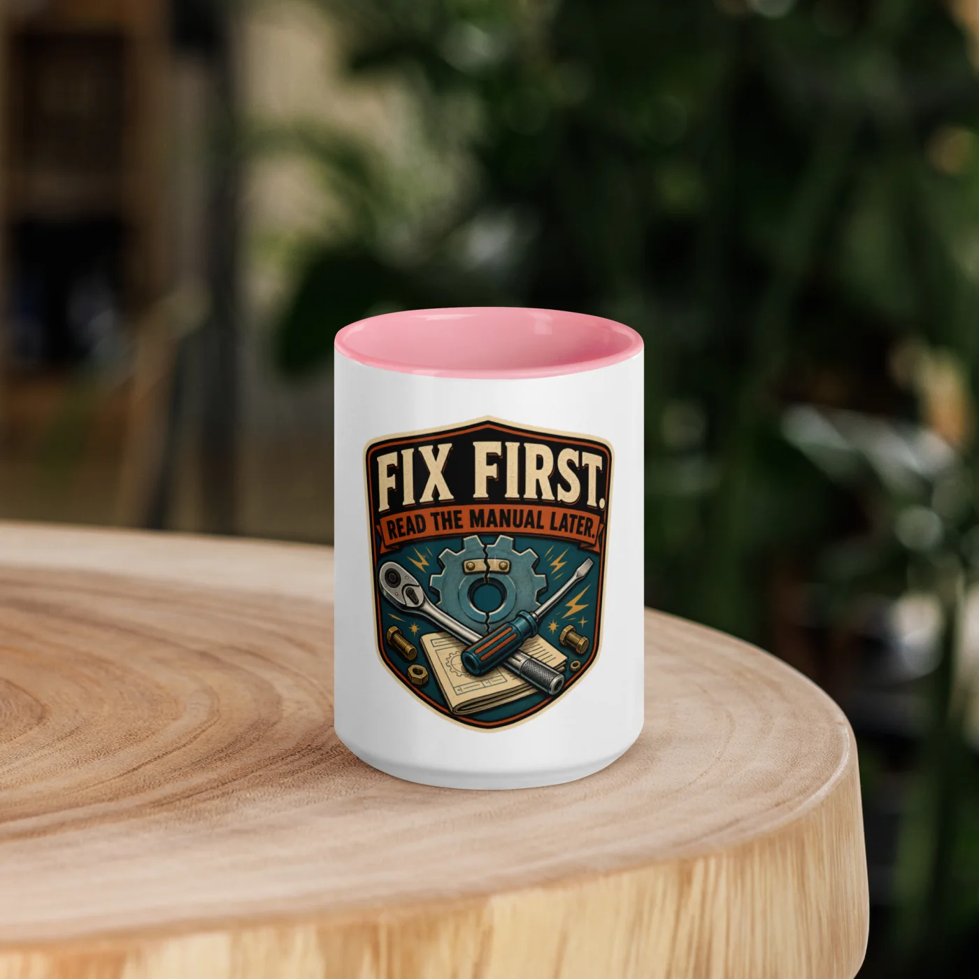 Color Inside Coffee Mug, Fix First. Read The Manual Later, Dad Gift
