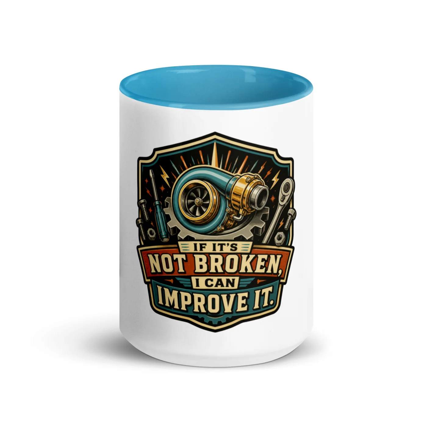Color Inside Coffee Mug, If It's Not Broken, I Can Improve It, Dad Gift
