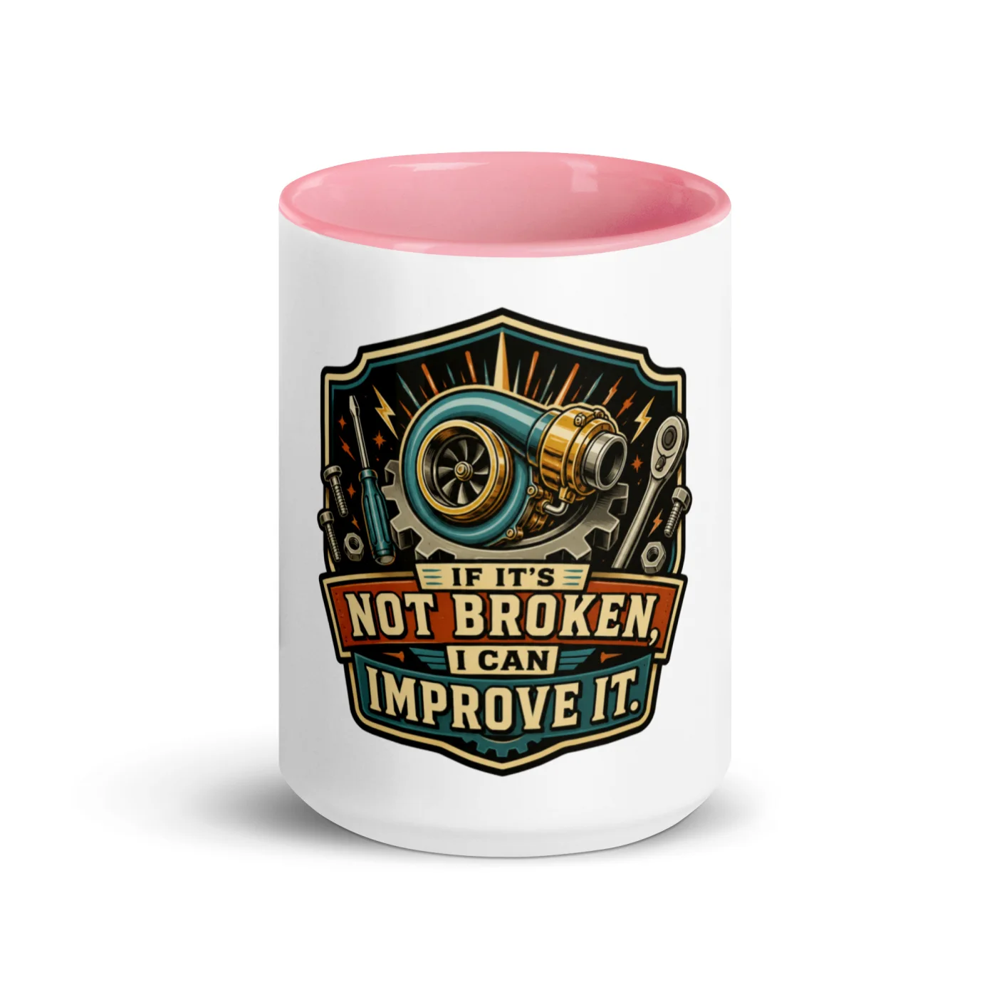 Color Inside Coffee Mug, If It's Not Broken, I Can Improve It, Dad Gift