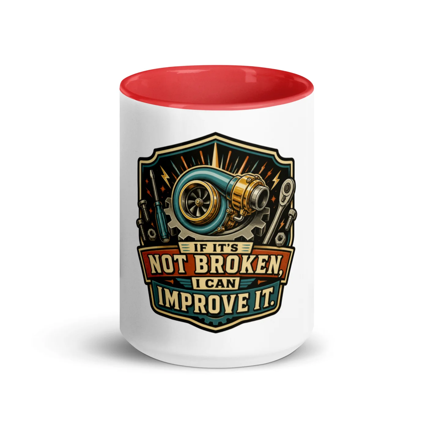 Color Inside Coffee Mug, If It's Not Broken, I Can Improve It, Dad Gift