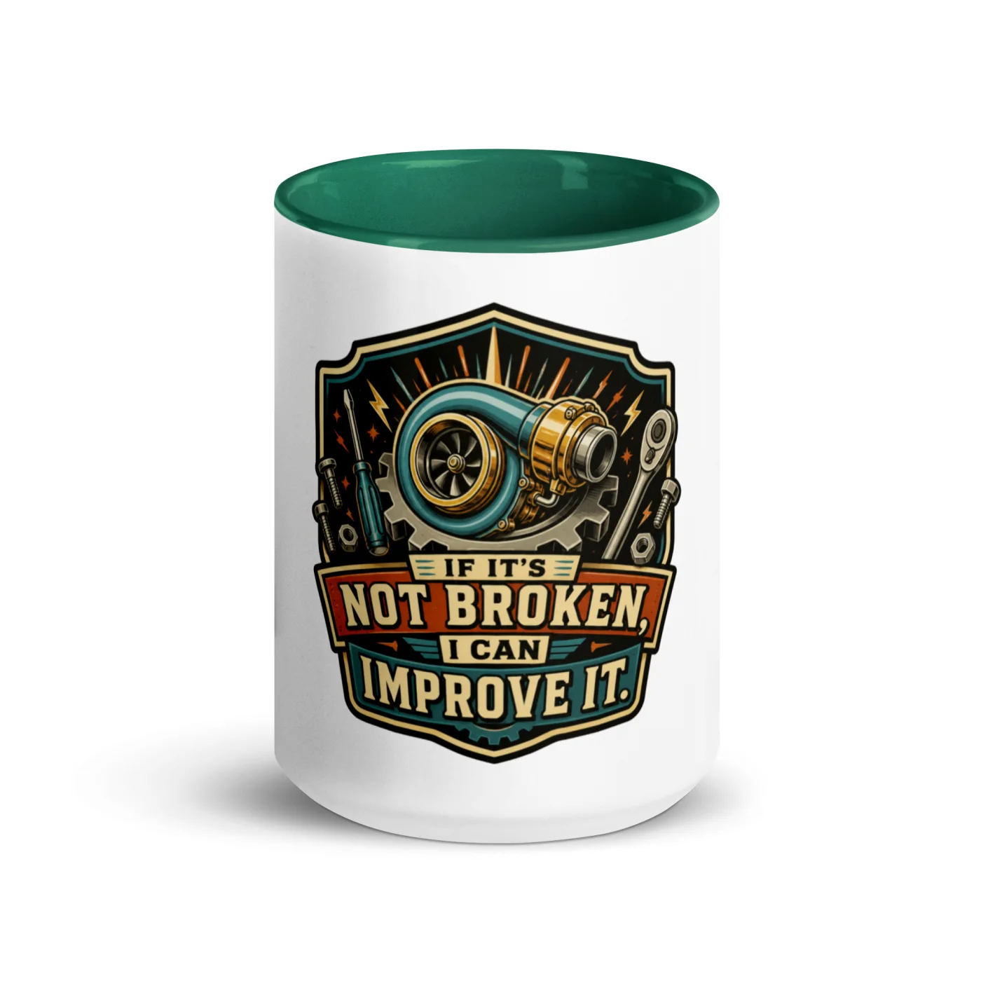 Color Inside Coffee Mug, If It's Not Broken, I Can Improve It, Dad Gift