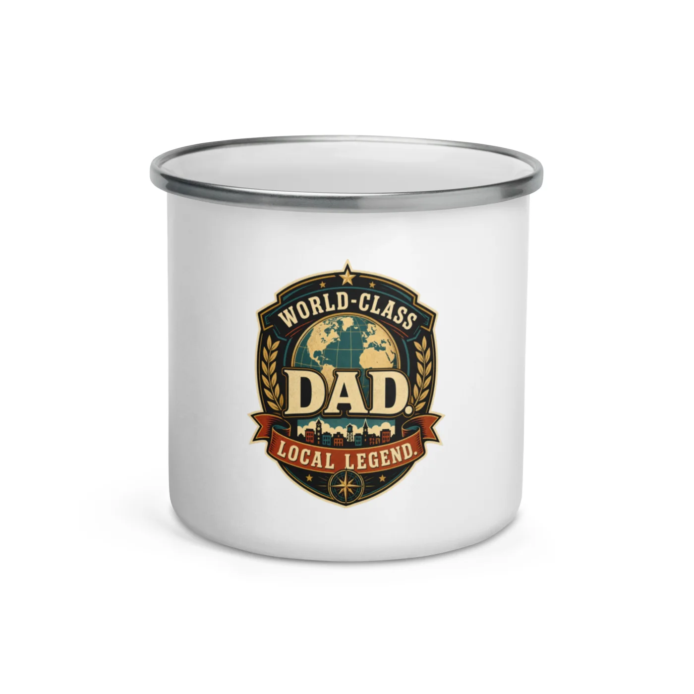 Enamel Camp Mug, World-Class Dad. Local Legend, Dad Gift