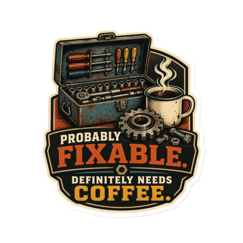 Die-Cut Magnet, Probably Fixable. Definitely Needs Coffee, Dad Gift - 6″×6″ - White