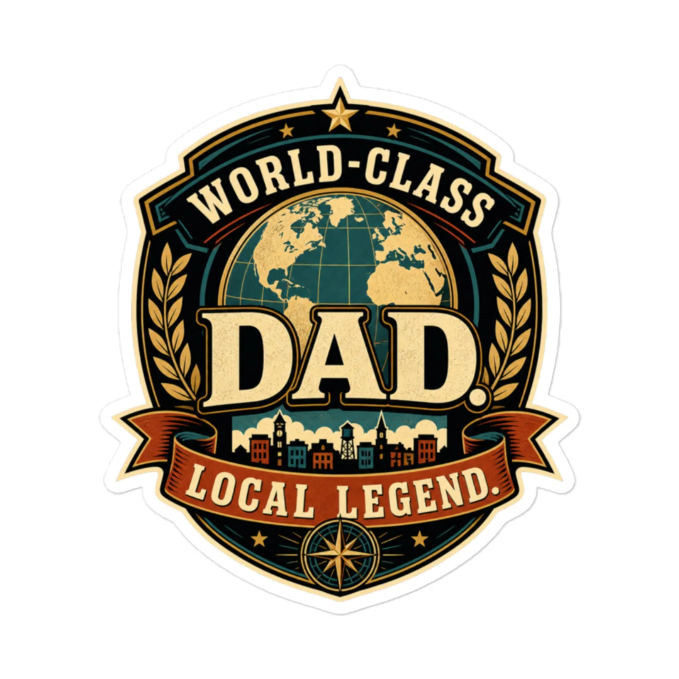 Vinyl Sticker, World-Class Dad. Local Legend, Dad Gift