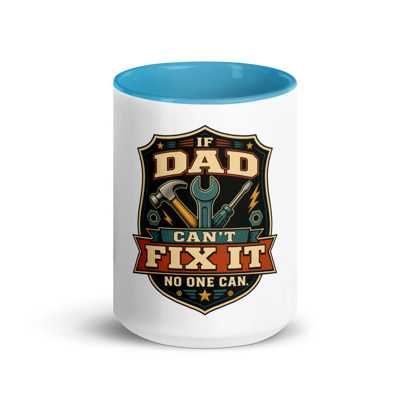 Color Inside Coffee Mug, If Dad Can't Fix It, No One Can, Gear Crest