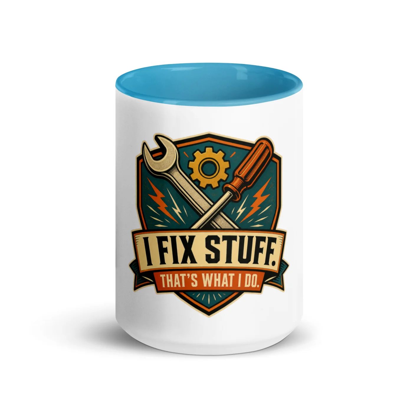 Color Inside Coffee Mug, I Fix Stuff. That's What I Do, Dad Gift