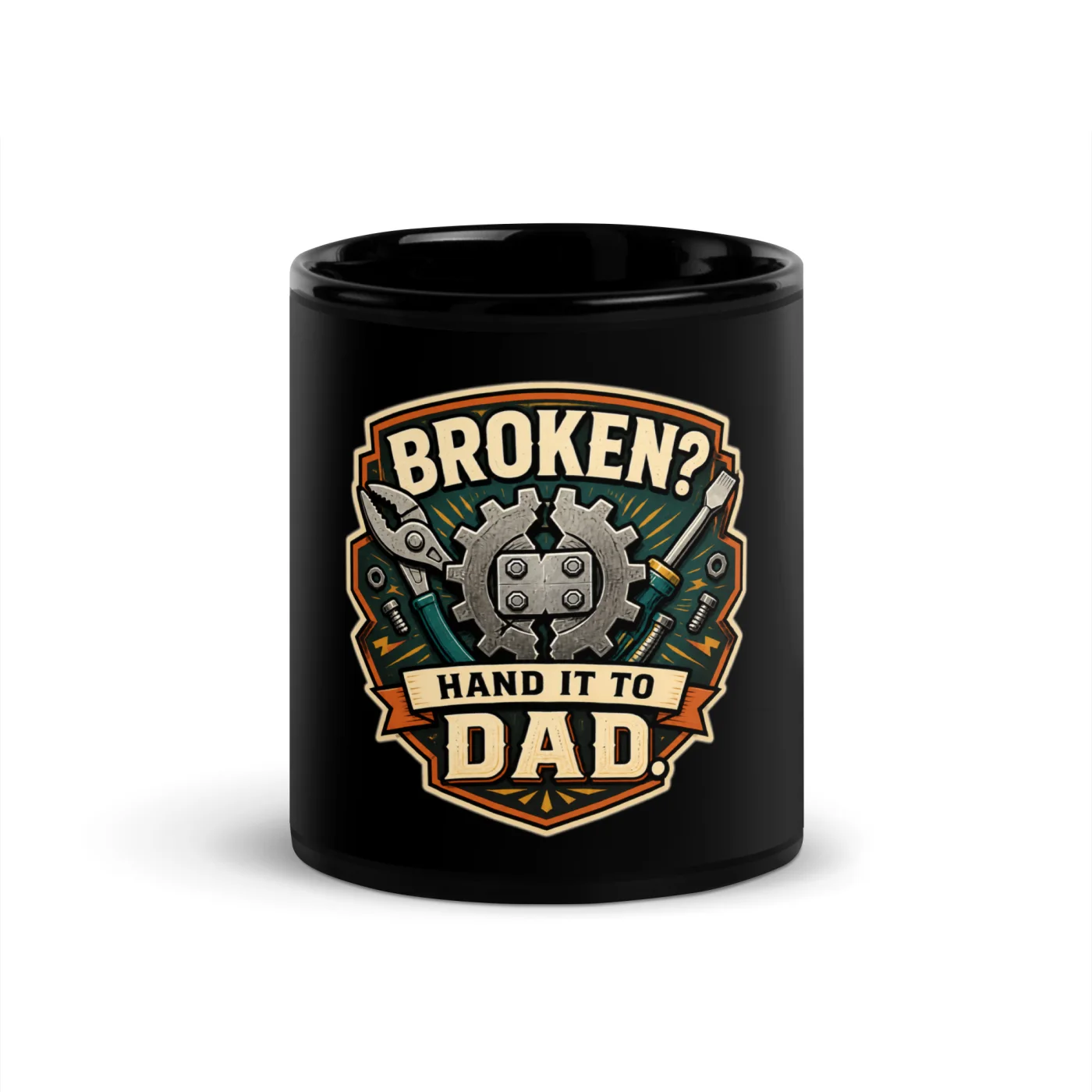 Black Coffee Mug, Broken? Hand It To Dad, Dad Gift